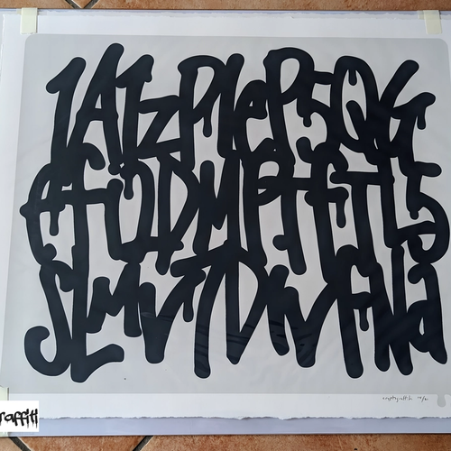 cryptograffiti - "Genesis Address" 3-line print (AR-enabled), #14/21 signed, blue+gray