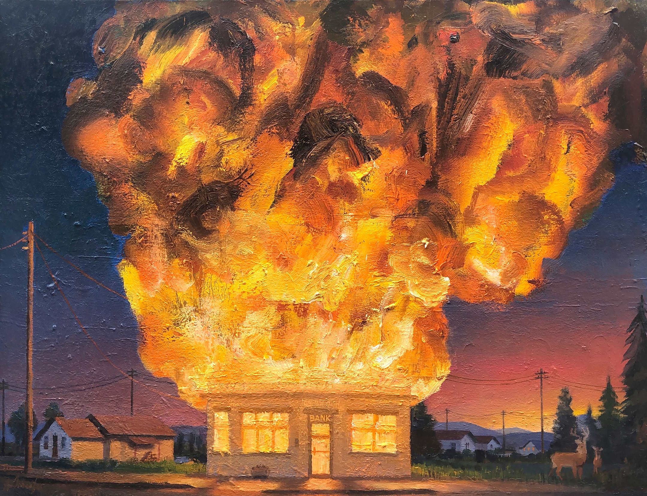 Farmington Bank in Flames