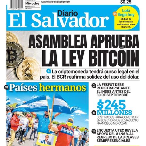 Diario El Salvador's La Ley Bitcoin Edition