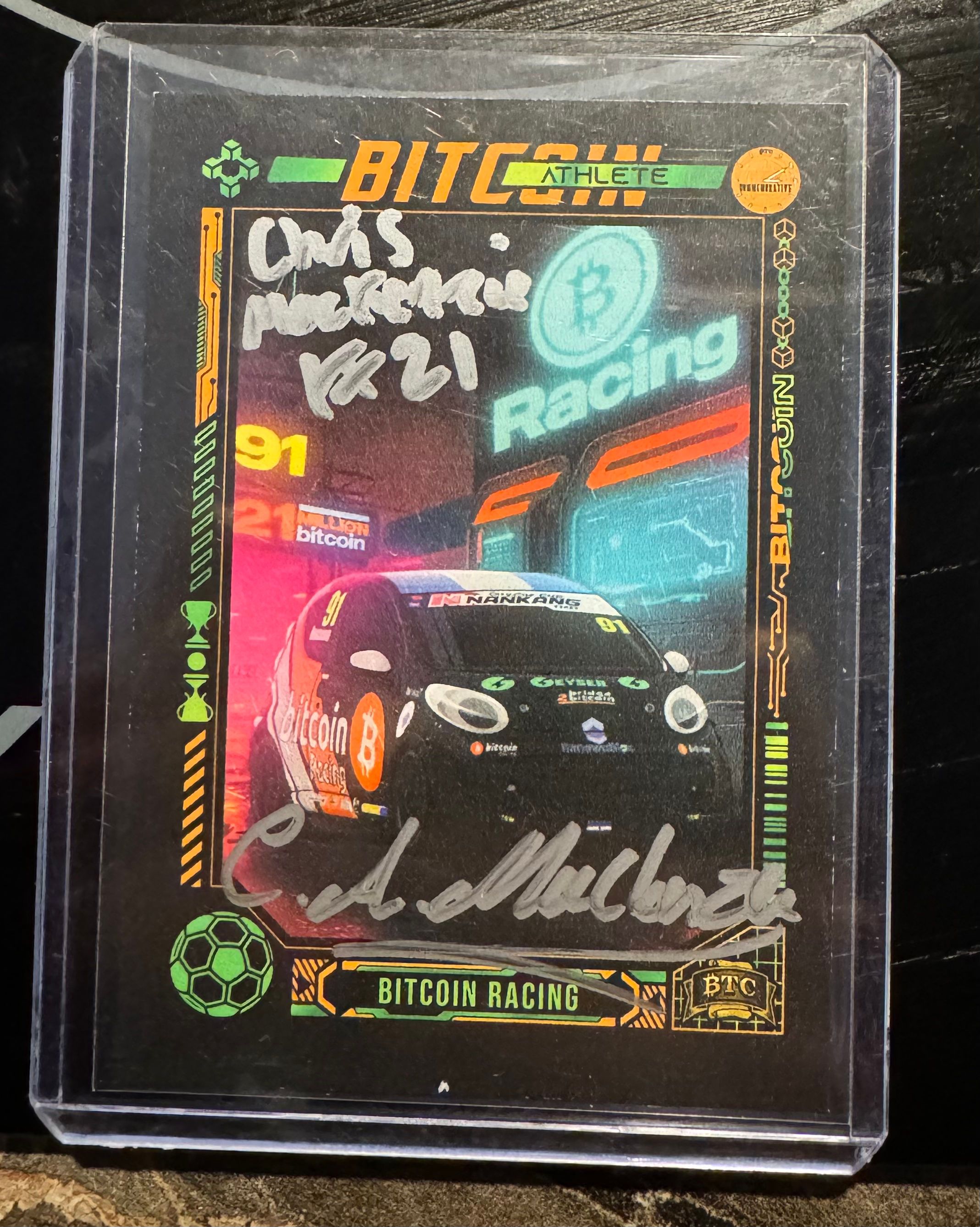 Signed Bitcoin Racing Trading Card signed by Chris and Charlie Mackenzie