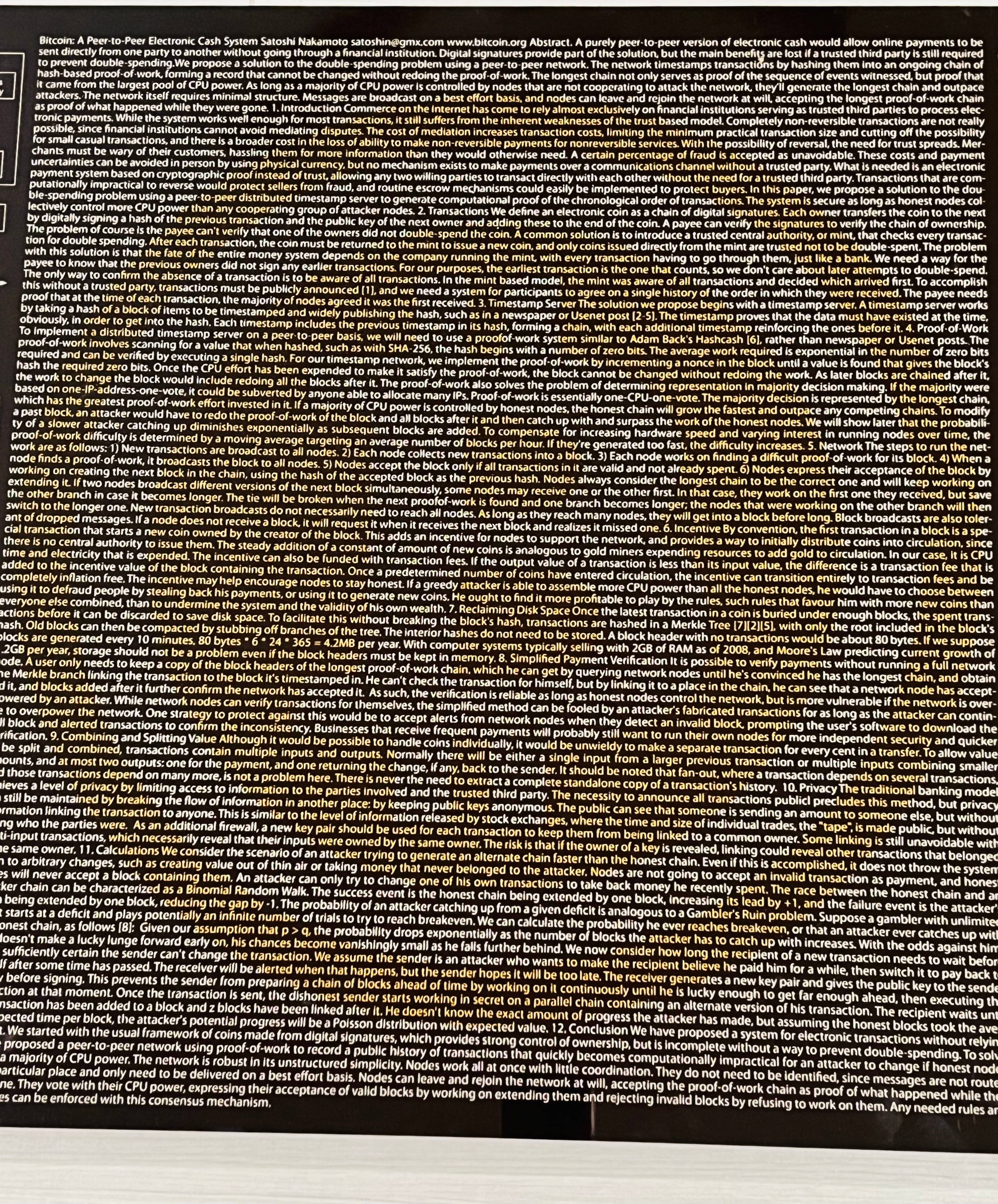 Bitcoin Art 2018 BTC Whitepaper on Metal #4/20 Signed by Artist | Scarce  City