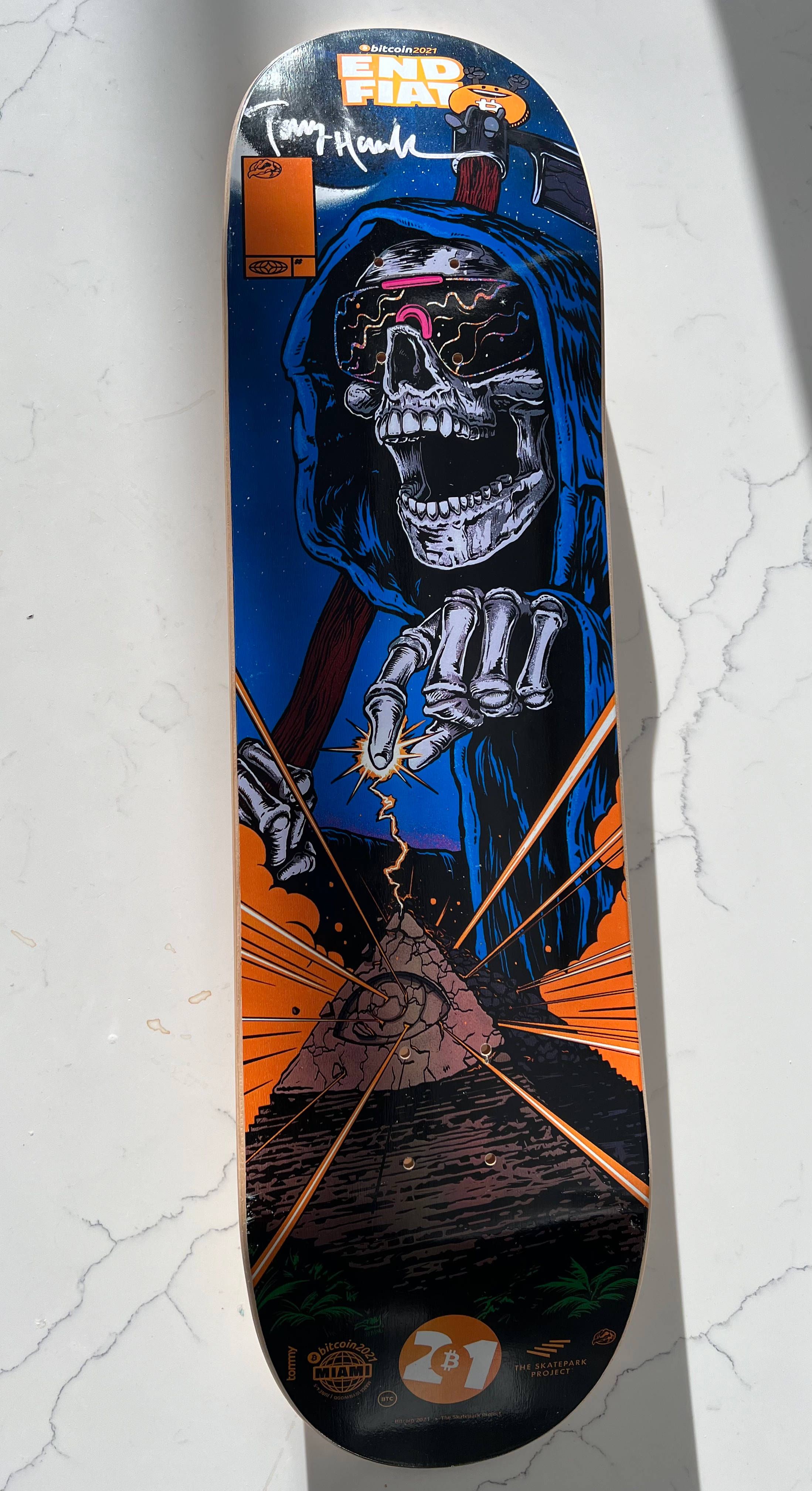 Bitcoin 2021 Tony Hawk BTC Skateboard Deck with Unredeemed NFT | Scarce City