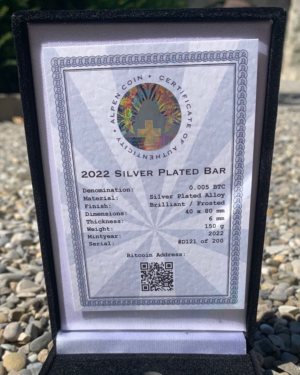 Alpen Coin 500,000 Satoshi Silver Plated Bar #D121 | Scarce City