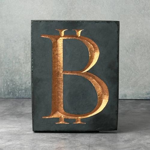 Serif Bitcoin Symbol No. 2 with Copper Leaf