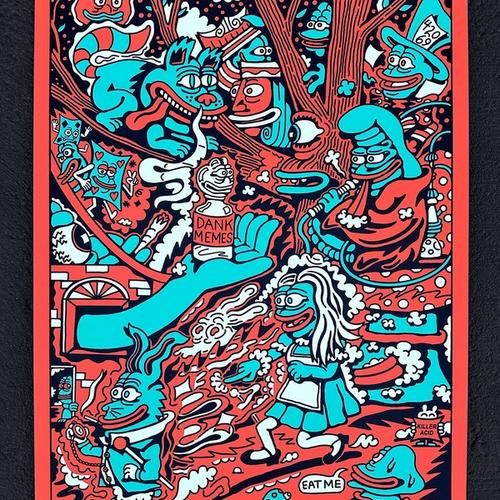 Pepe in Wonderland Screen Print