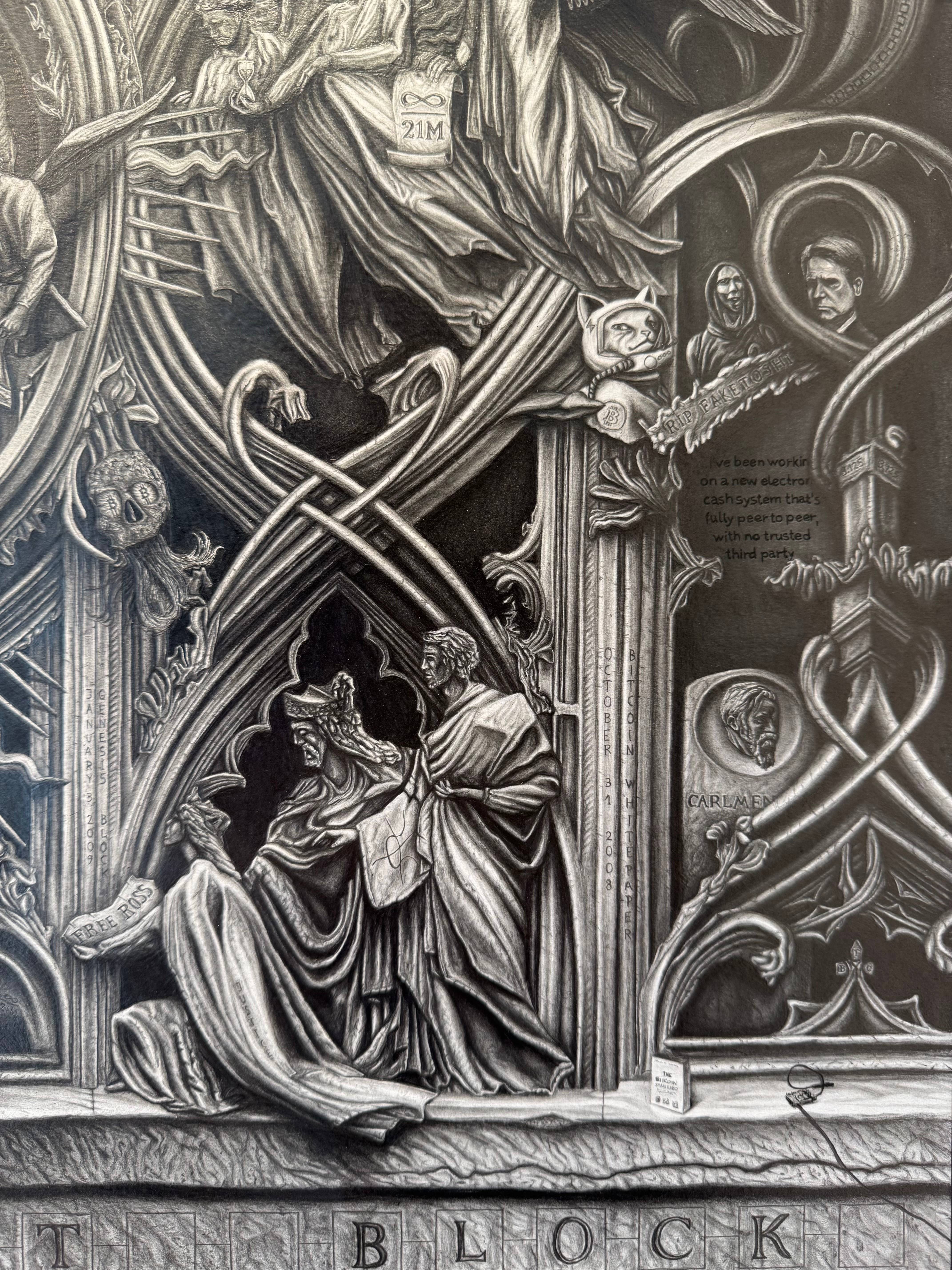 The Rise of Bitcoin' original pencil drawing | Scarce City