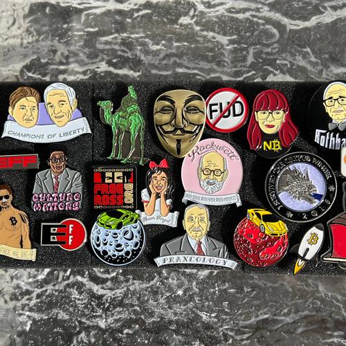 Bitcoin Pin Lot Freedom Fighters and Libertarians 23 Pin backs total NEW
