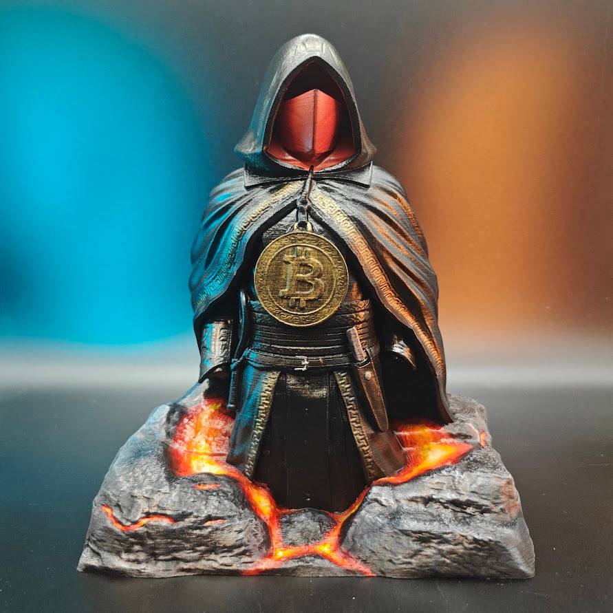 Hand Painted Bitcoin Guardian 3D Printed Statue