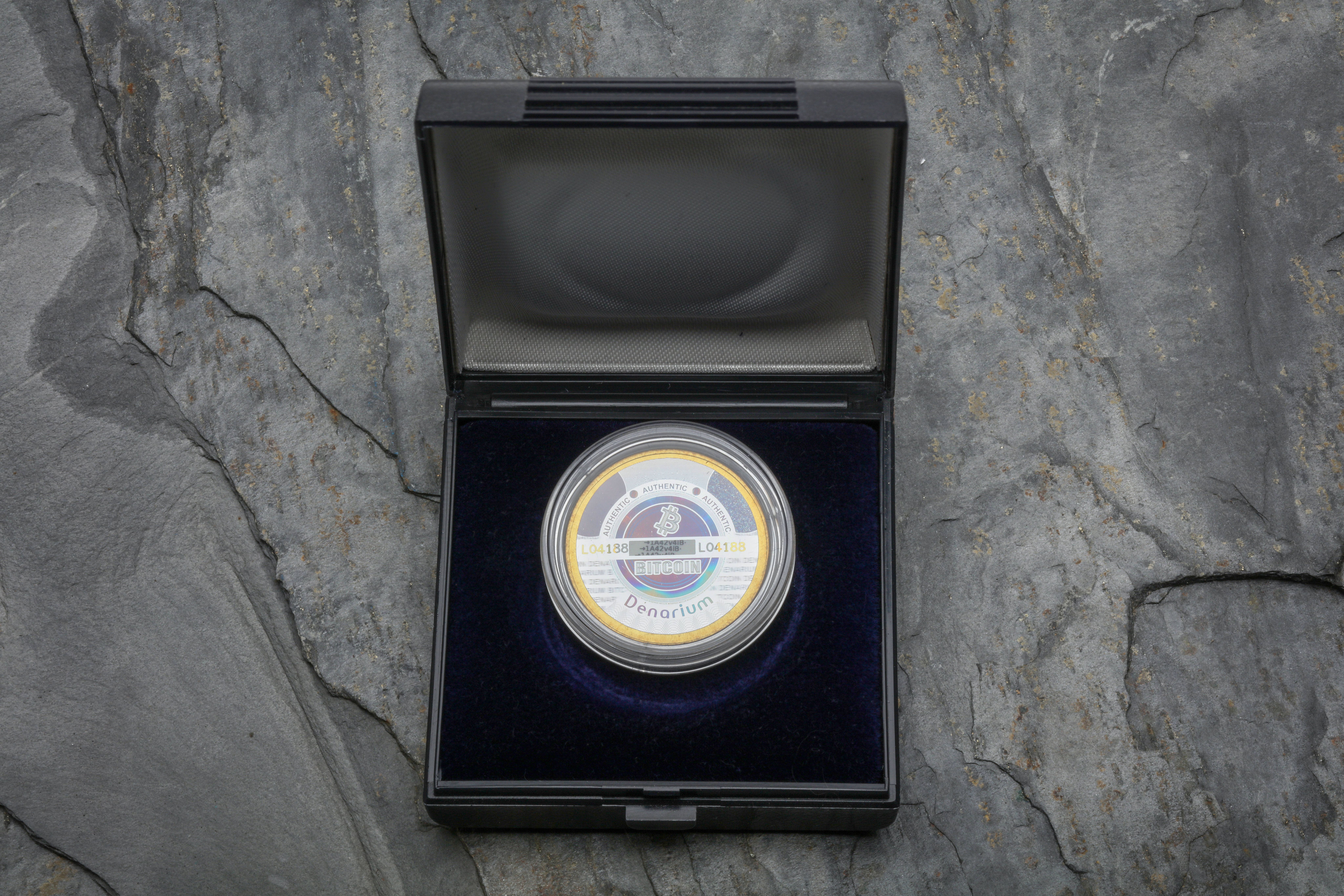 Denarium 1/100 BTC Physical Coin, 2015 (Loaded 0.01 BTC and Gifted to Charlie Shrem by the Creators)
