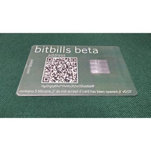 bitbills beta 5 BTC Physical Bitcoin Card