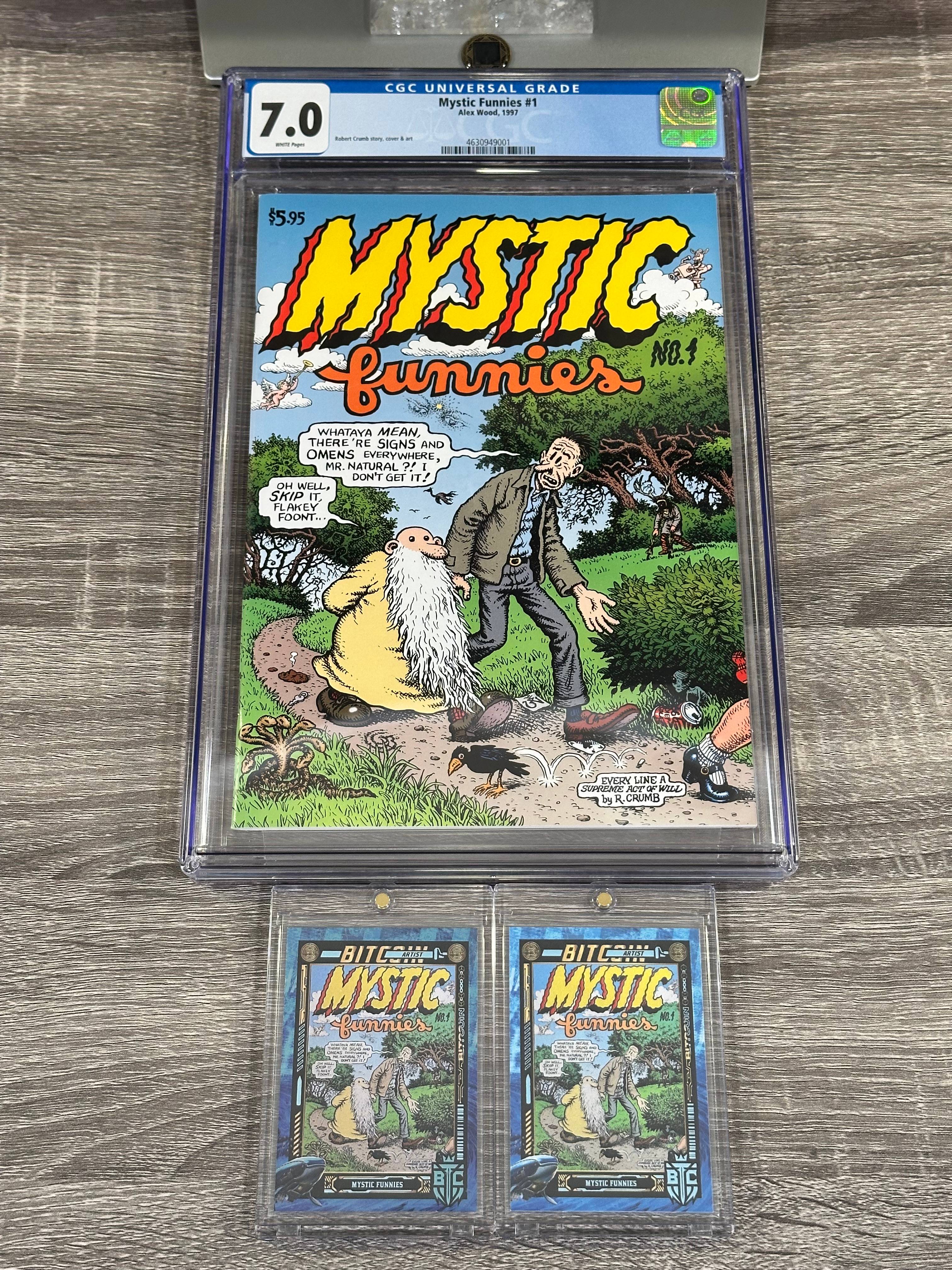 MYSTIC FUNNIES #1 by Robert Crumb GRADED 7.0 and 2 HEWP Bitcoin Trading Cards