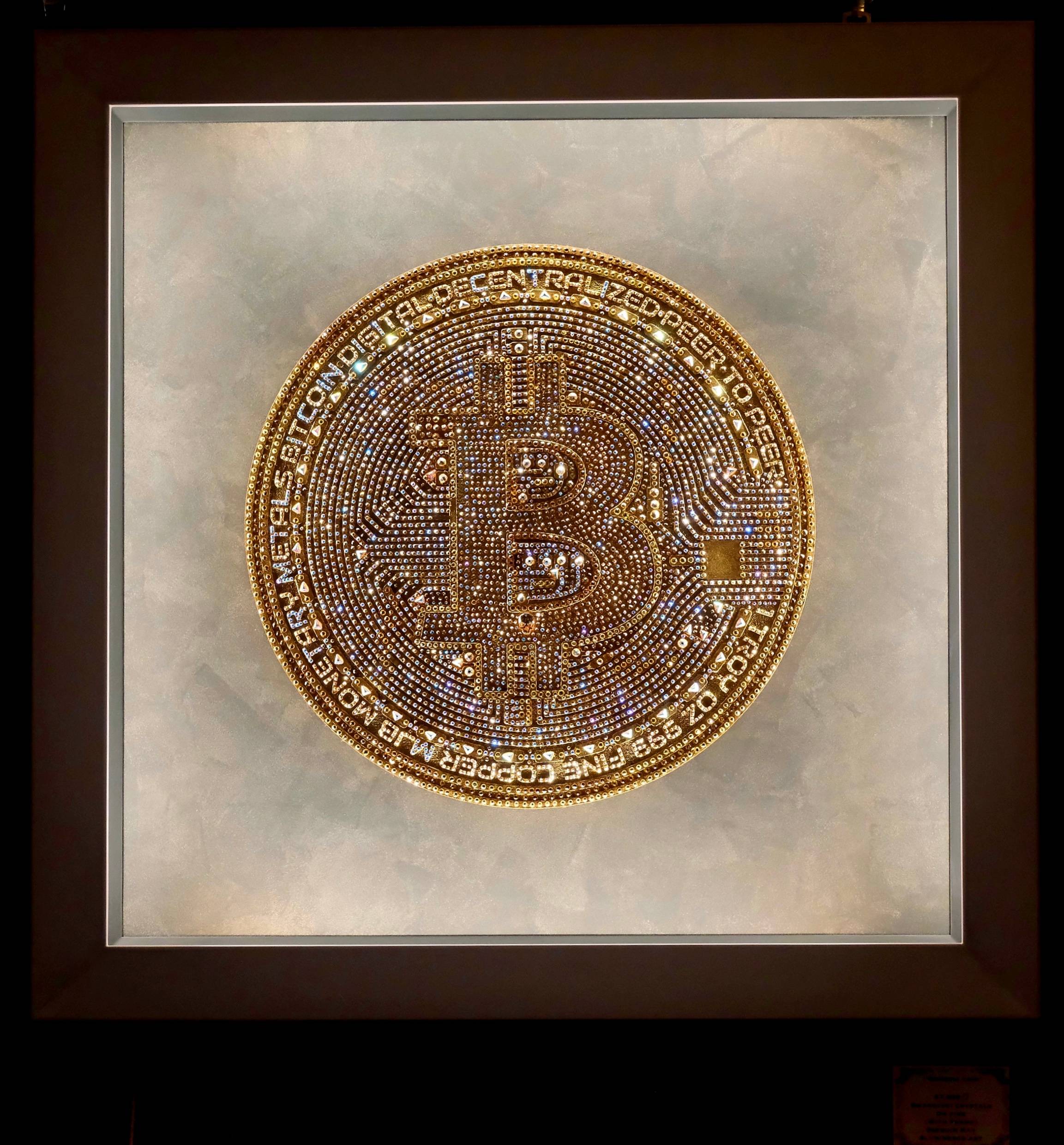 Swarovski Crystal lit Bitcoin Artwork 