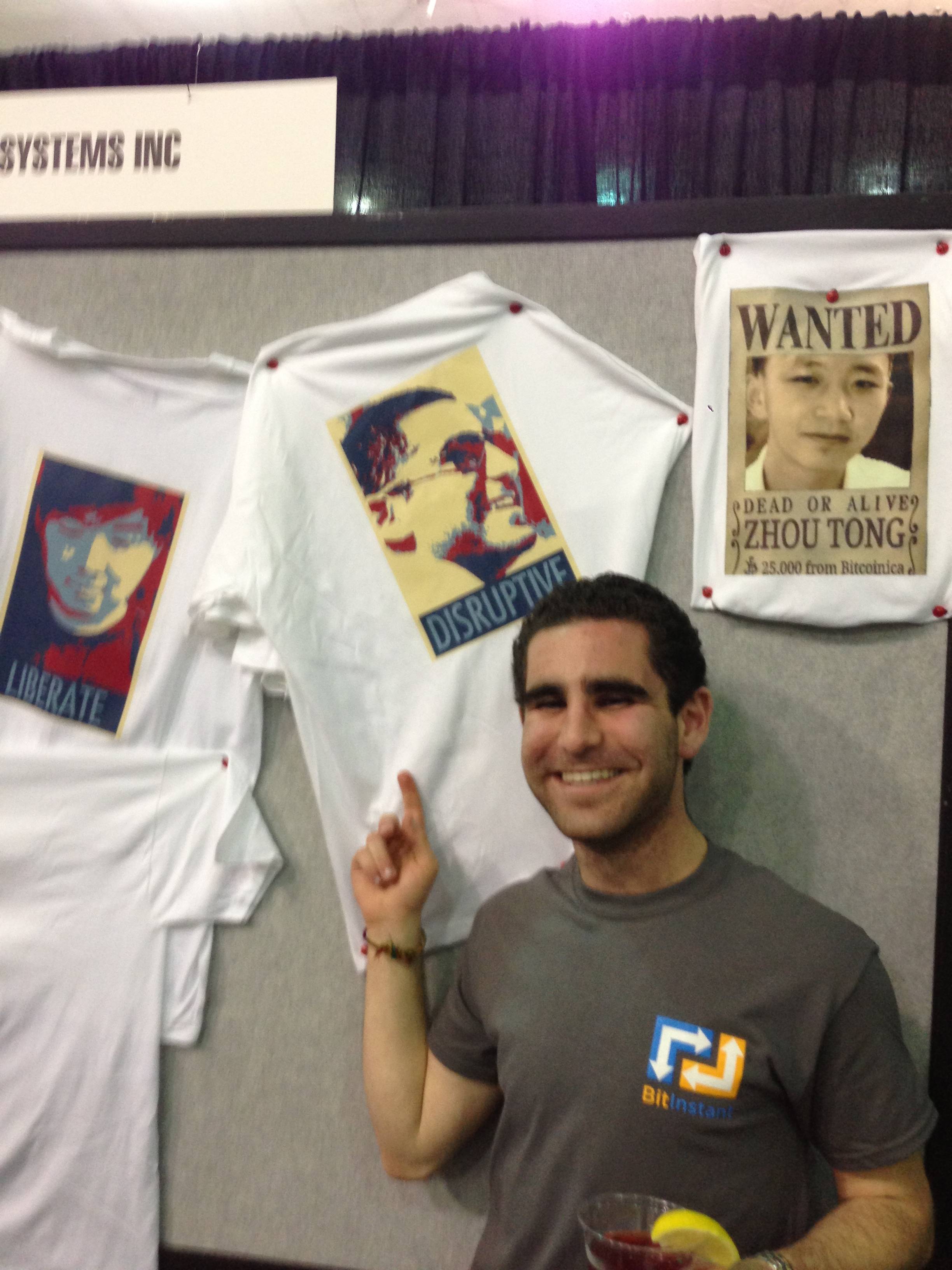 Original Grey BitInstant T-Shirt, Worn at Bitcoin 2013 Conference, San Jose