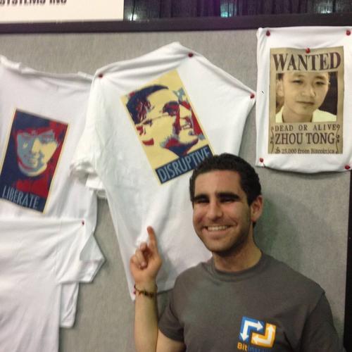 Original Grey BitInstant T-Shirt, Worn at Bitcoin 2013 Conference, San Jose