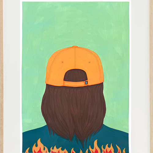 'MULLET' from Feels Good Man, Original Framed painting on paper