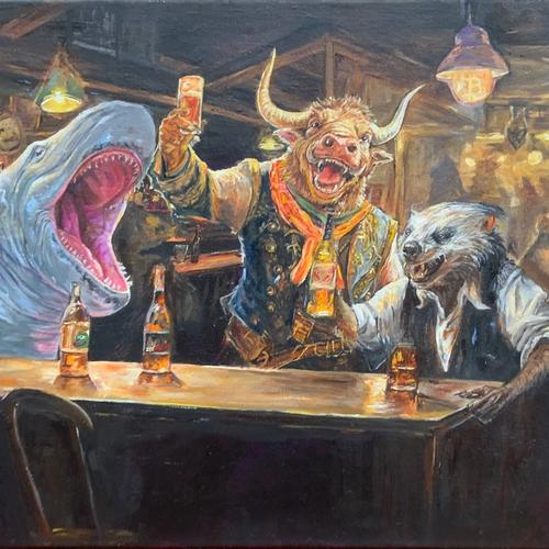 A Bull, a Whale and a Honey badger walk into a bar.. (Artists Proof)