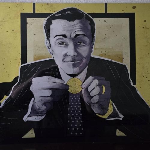 Lynx Art "The Wolf of Crypto Street" metal panel