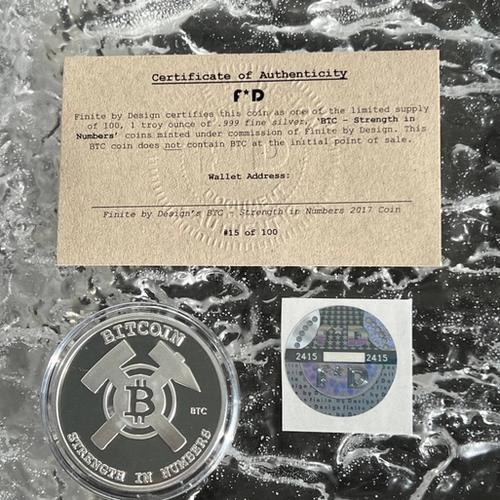 Bitcoin Collectors Cold Storage Wallet #15/100 Finite By Design .999 Fine Silver with COA & Hologram