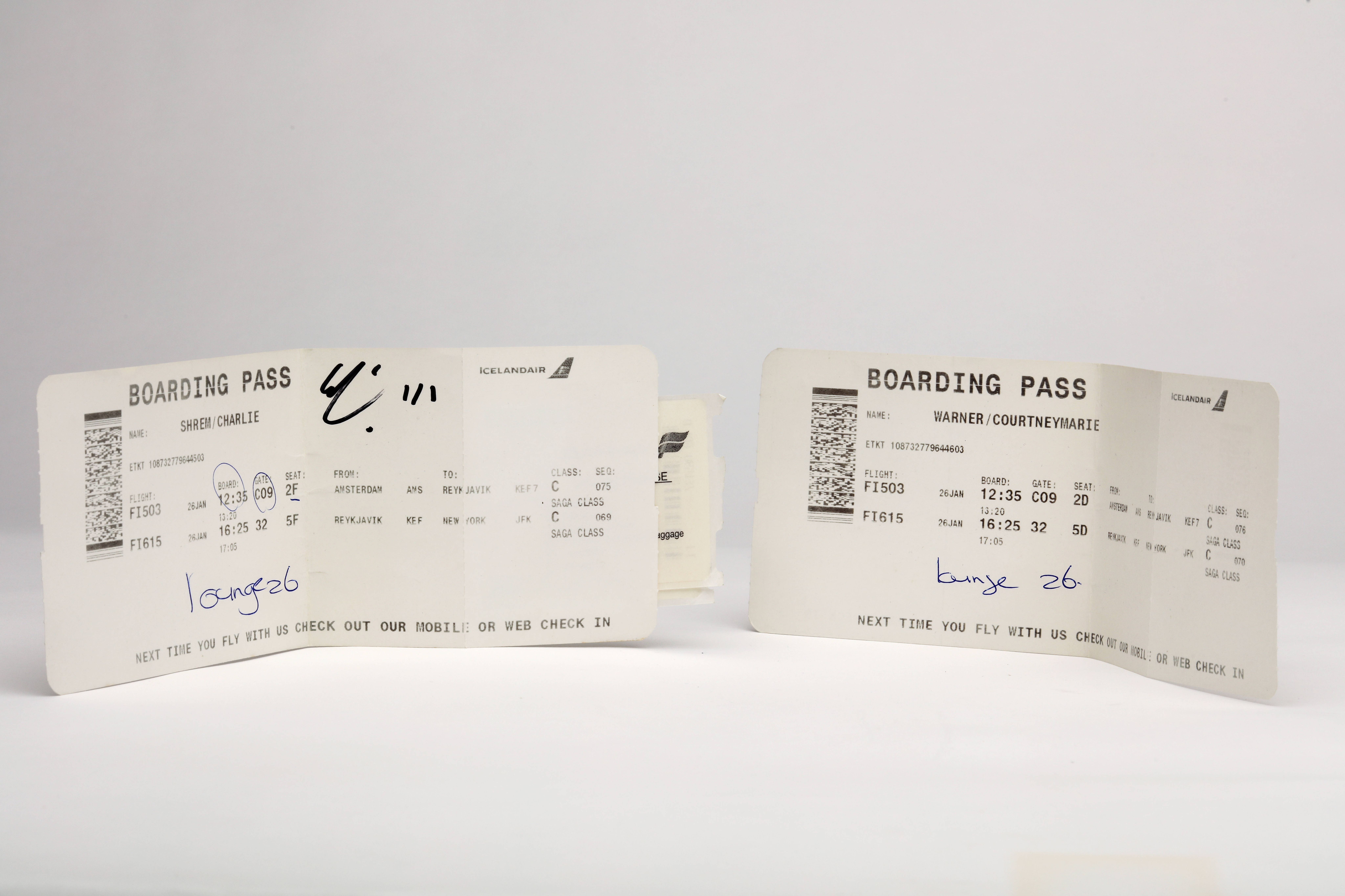 Boarding Passes from the Day of Charlie Shrem’s Arrest, January 26, 2014