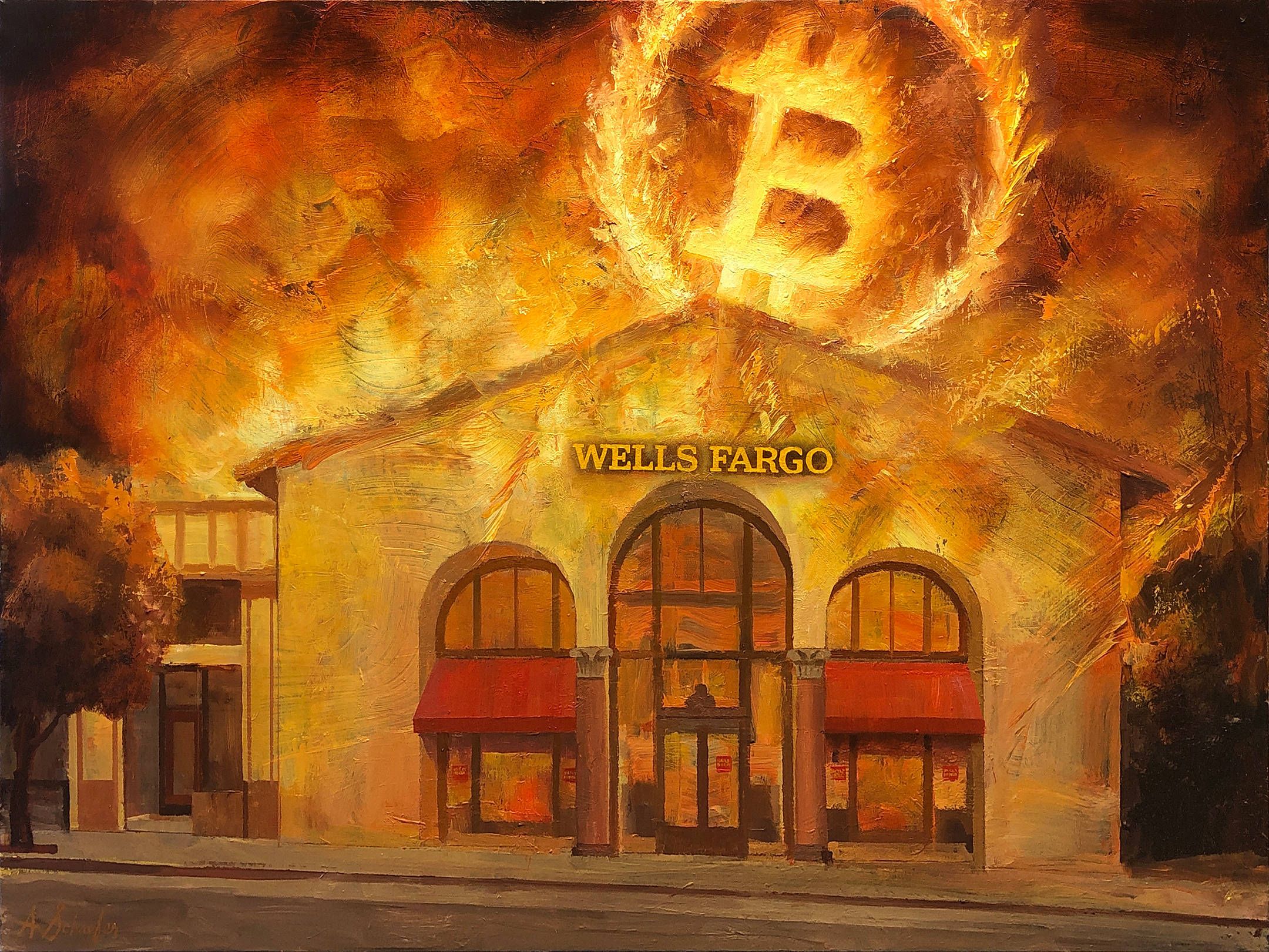 Wells Fargo in Flames- Oakland CA