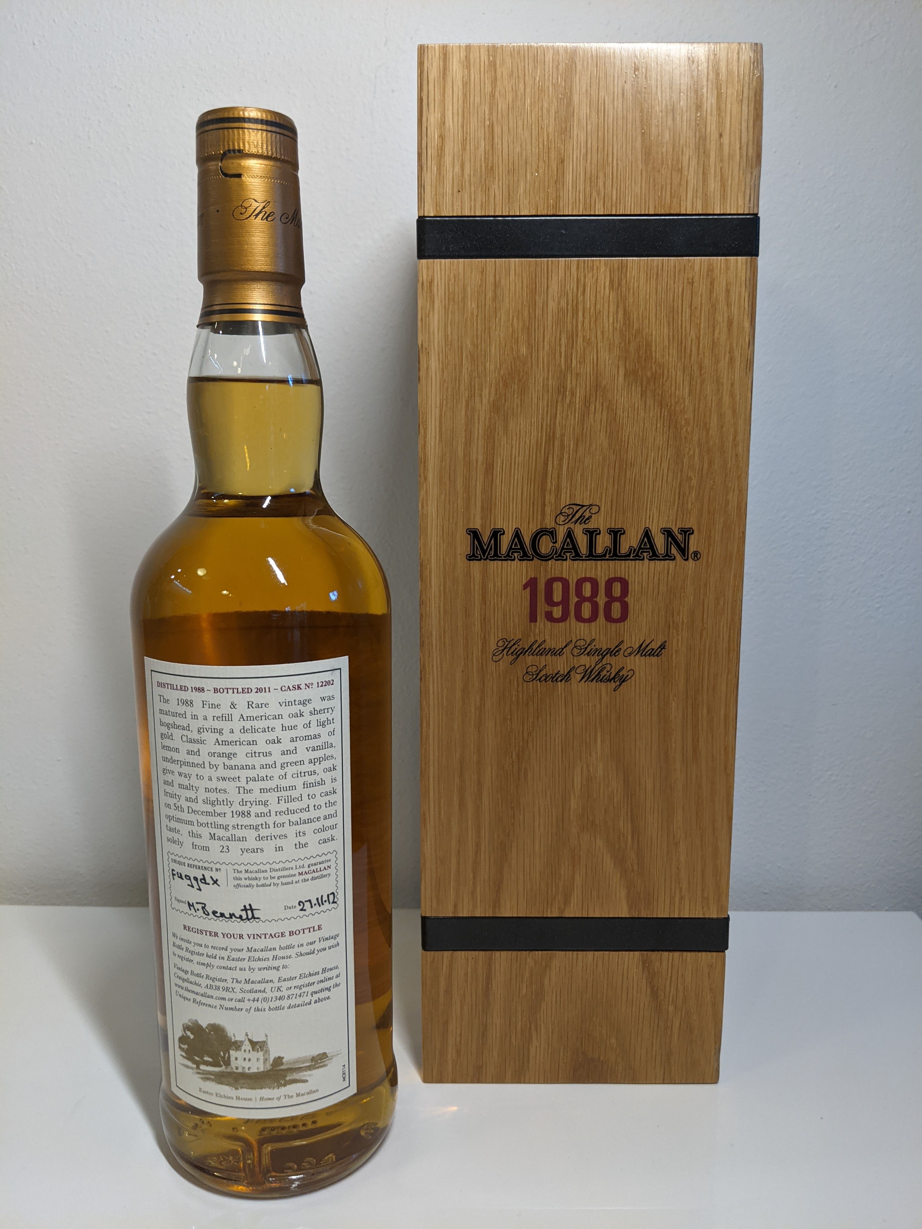1988 The Macallan Fine & Rare Vintage Single Malt Scotch Whisky