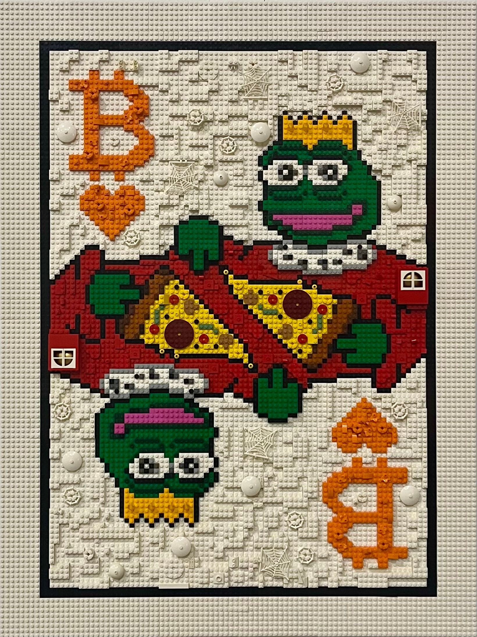 LEGO PEPE King of Bitcoin Art by Ragzy