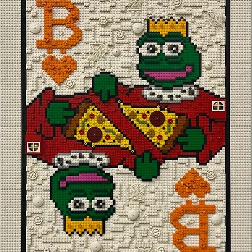 LEGO PEPE King of Bitcoin Art by Ragzy