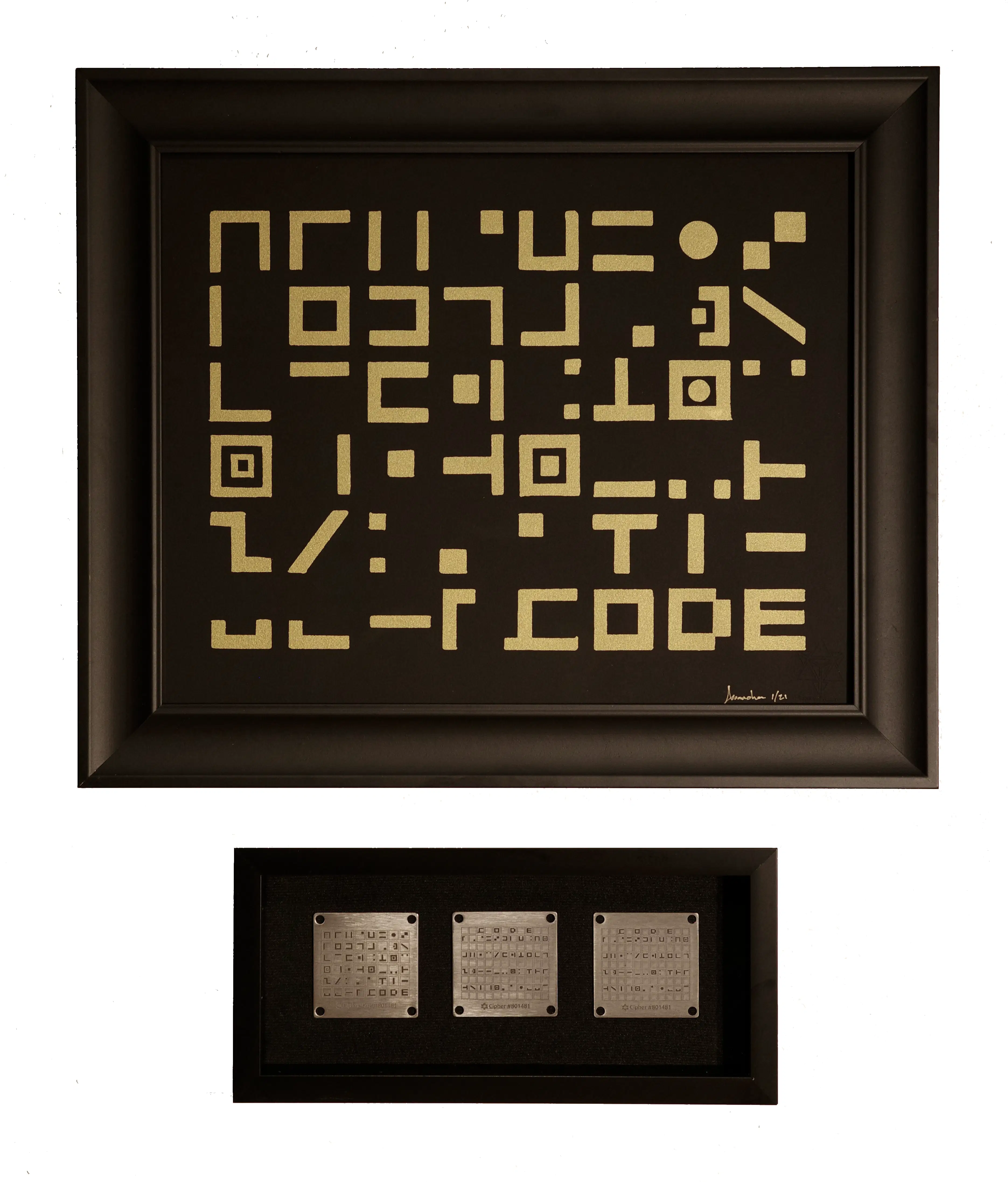 Seed Cipher #801481 Archival Serigraph 1/21 + Framed Custom Titanium Seed Plate Set
