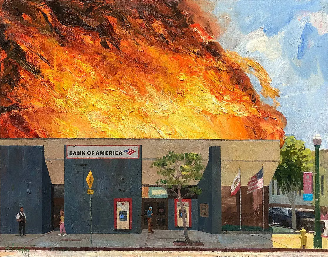 Bank of America in Flames, North Park San Diego