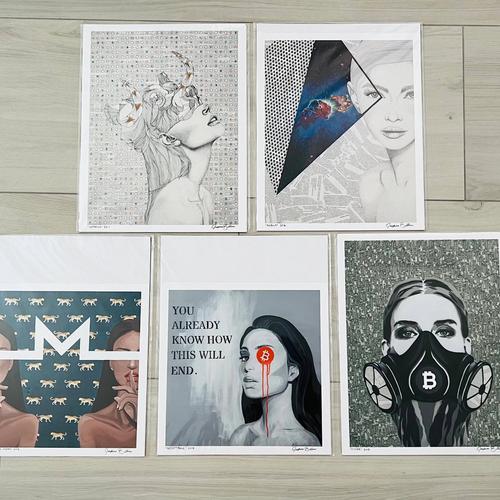 Josie Bellini set of 5 pieces of BTC art RARE lot