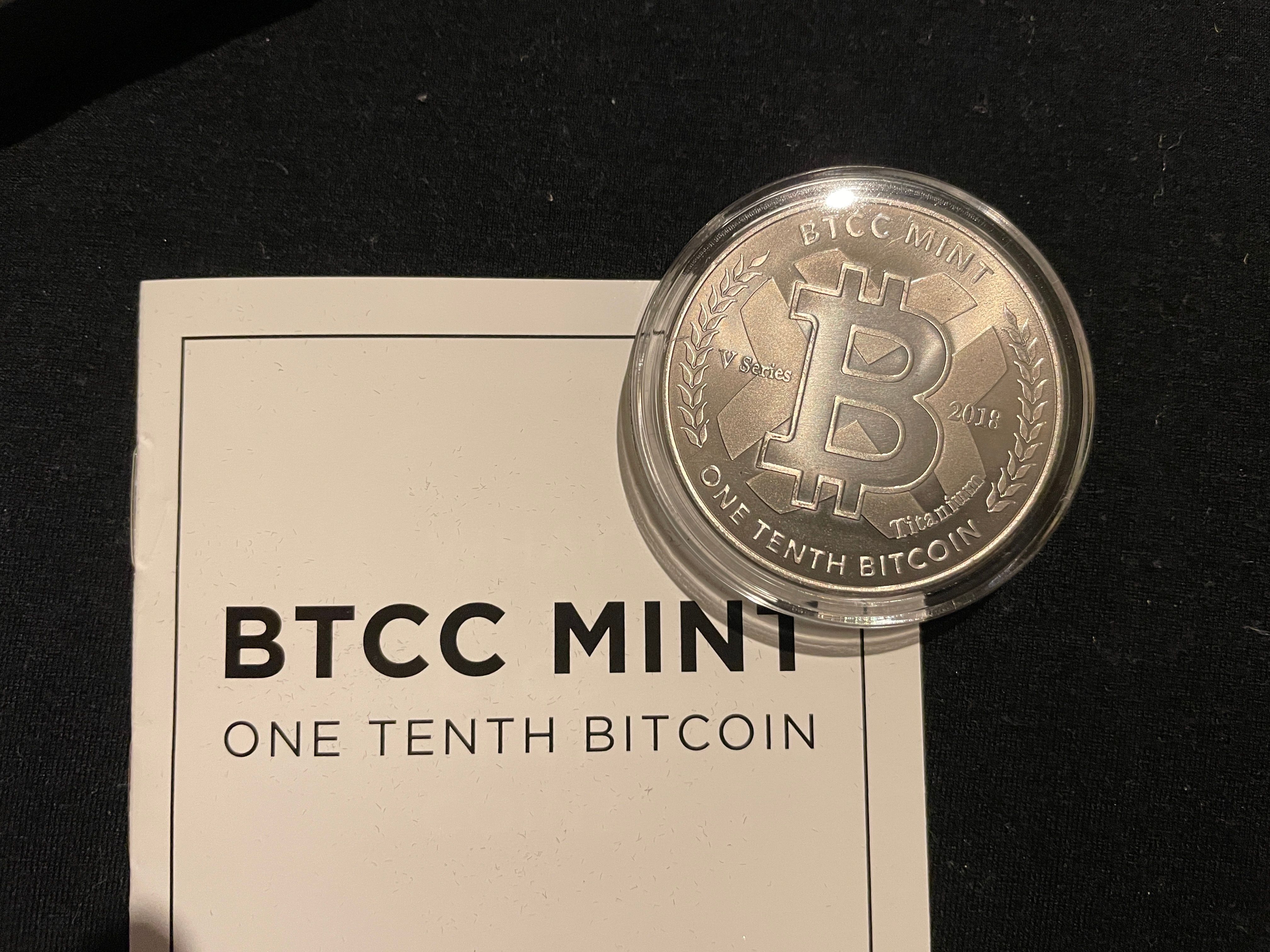 BTCC Mint - 2018 V Series Titanium One Tenth Bitcoin #707 | Scarce City