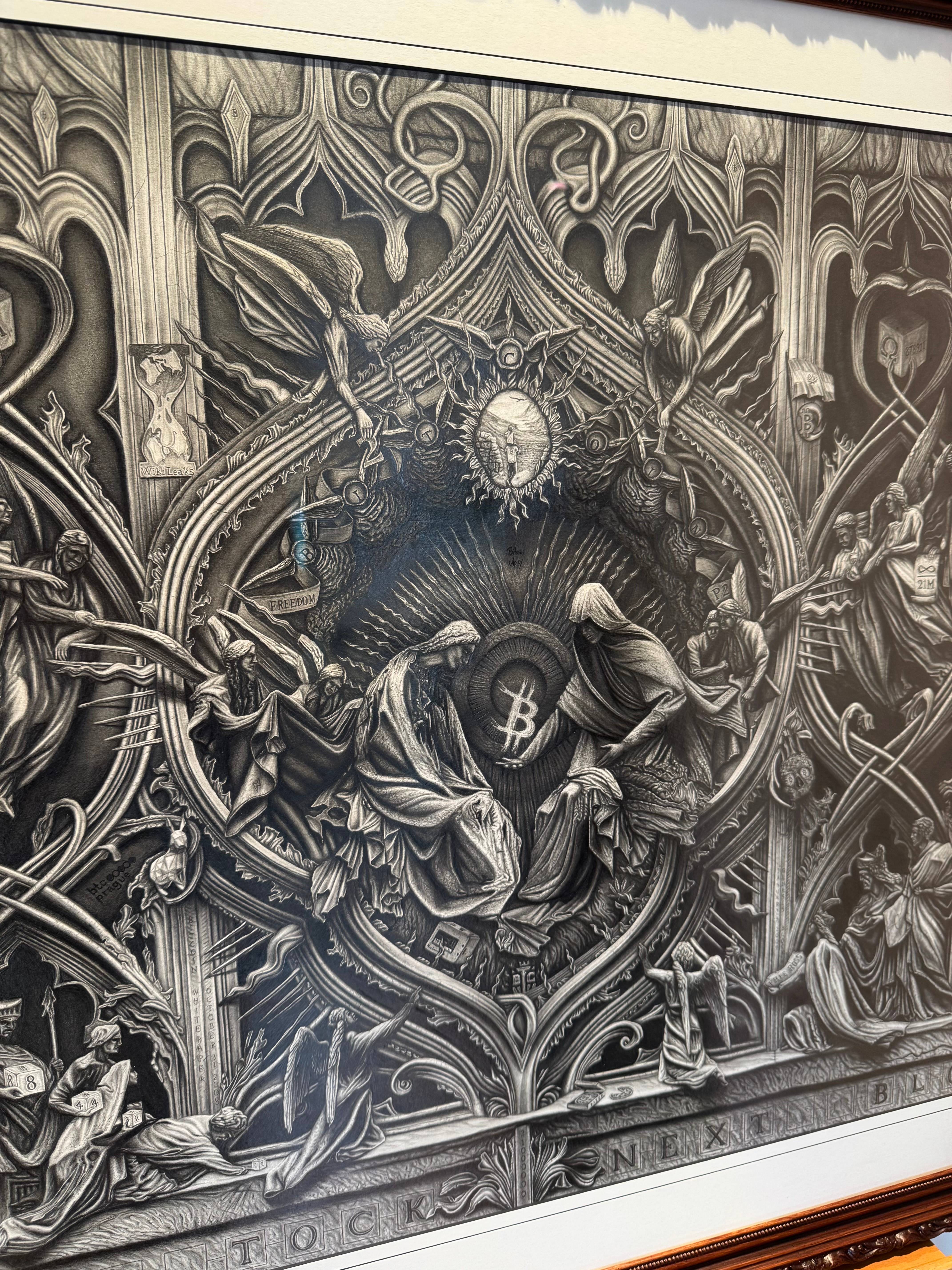 The Rise of Bitcoin' original pencil drawing | Scarce City