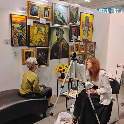 Live Hand-Painted Pepe Portrait by Pepelangelo During Fake Basel December 6/7th