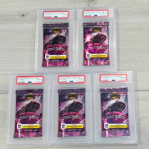 Bitcoin Trading Cards Series 2 Graded Sealed Foil Packs x5 PSA 8 Rare lot