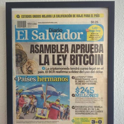 El Salvador Diario, June 9th 2021, "Assembly Approves the Bitcoin Law"