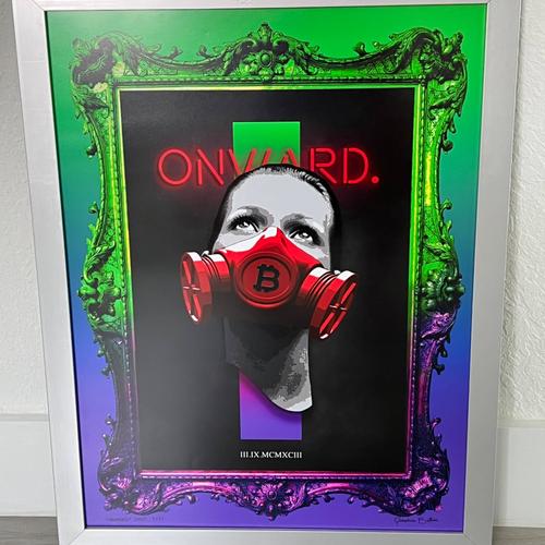 Josie Bellini "Onward" Bitcoin Art #5/21 Print 2020 RARE Crypto Art 20" x 26" x2"