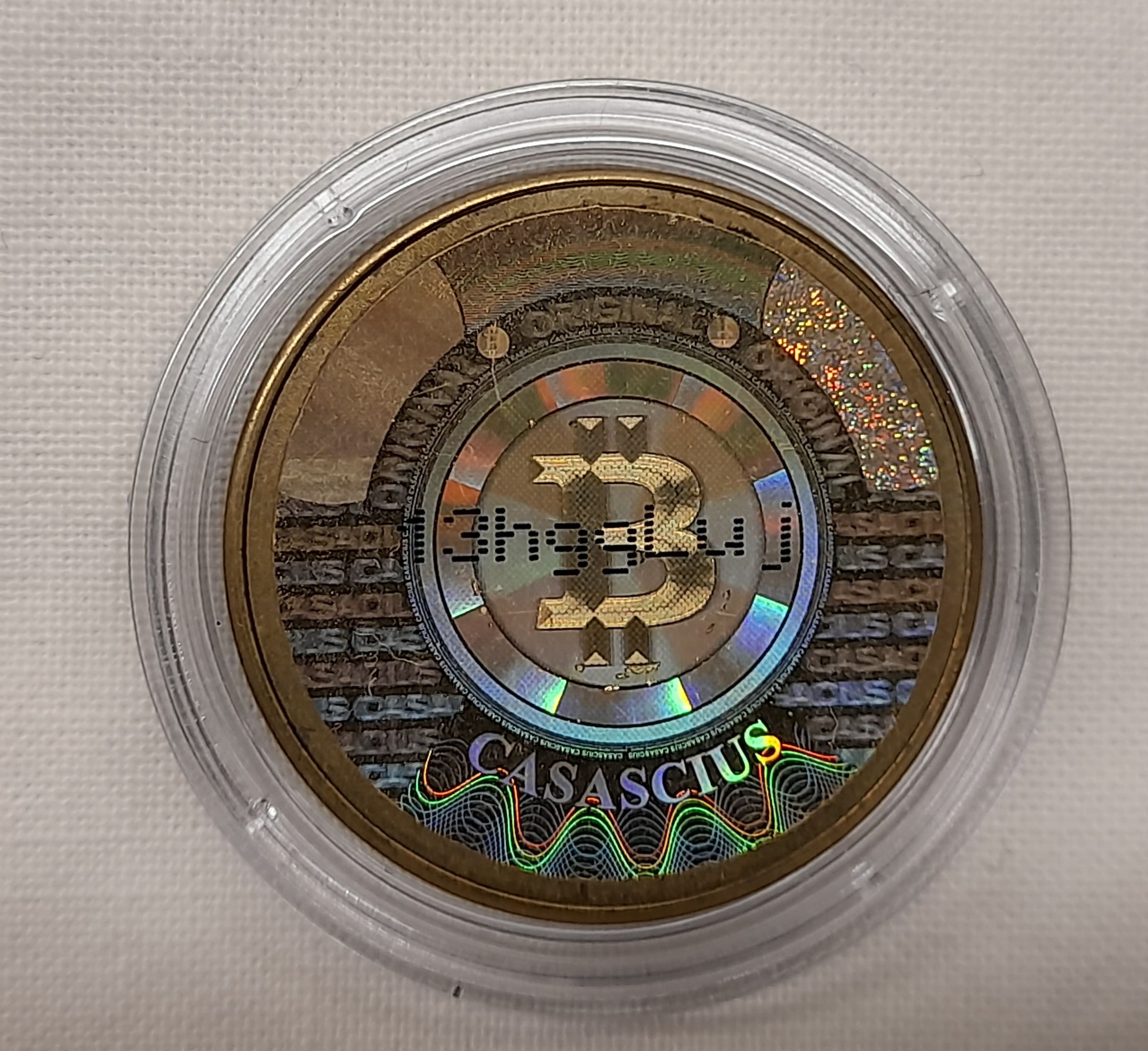 2011 Casascius 1 bitcoin Coin with spelling error Scarce City