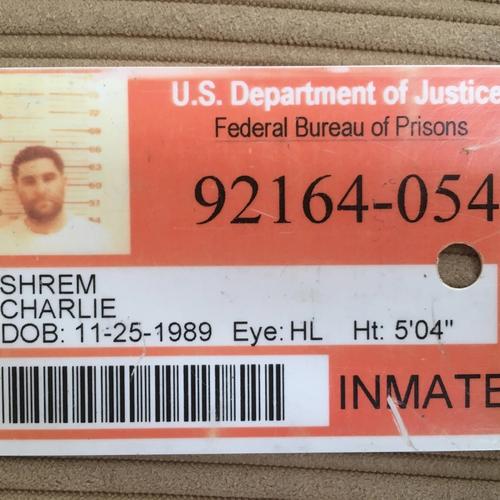 Charlie Shrem’s Federal Prison ID Card, 2014–2016