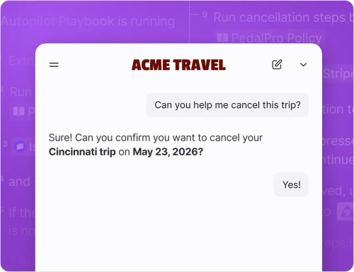 Autopilot automatically resolving a trip cancellation
