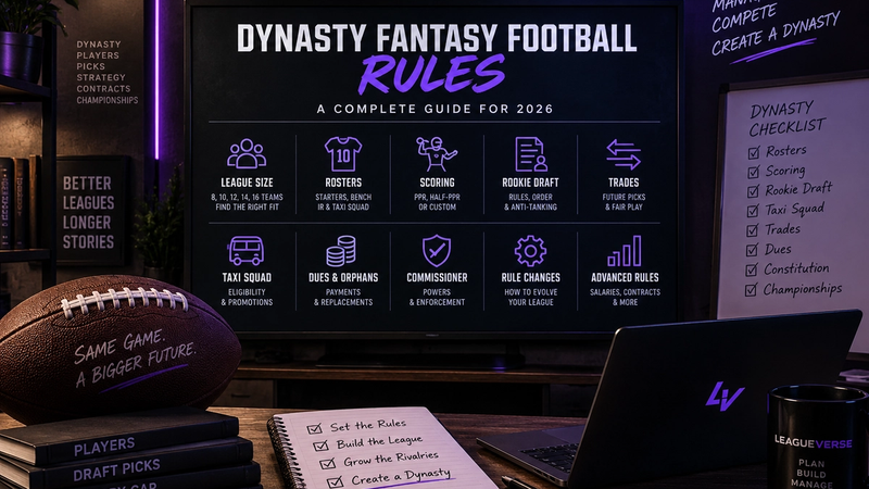 Dynasty fantasy football rules guide for rosters, rookie drafts, trades and taxi squads