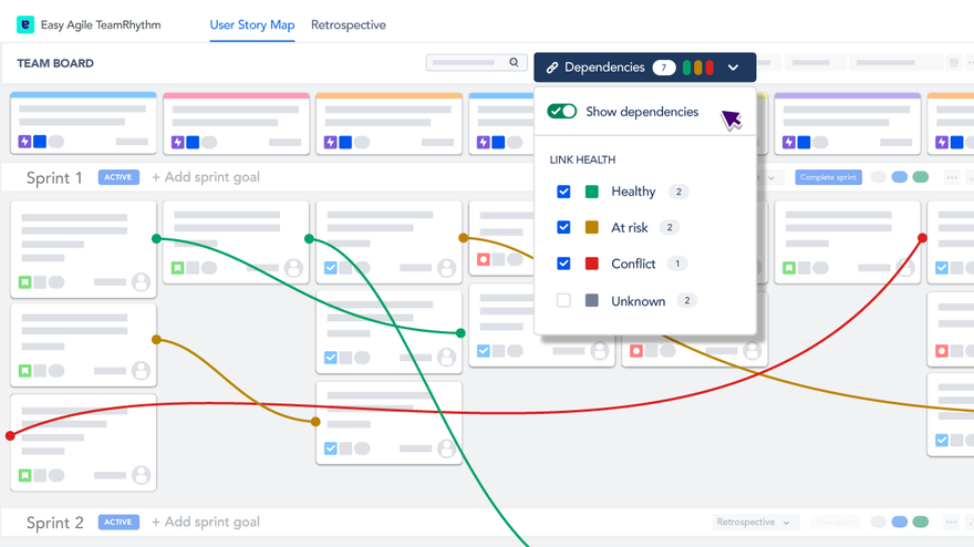 Visualize dependencies in Easy Agile TeamRhythm