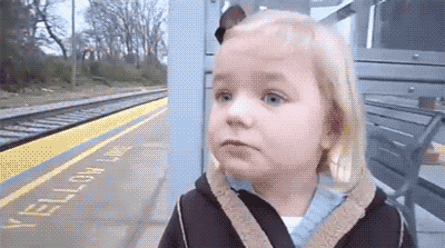 girl excited for train 