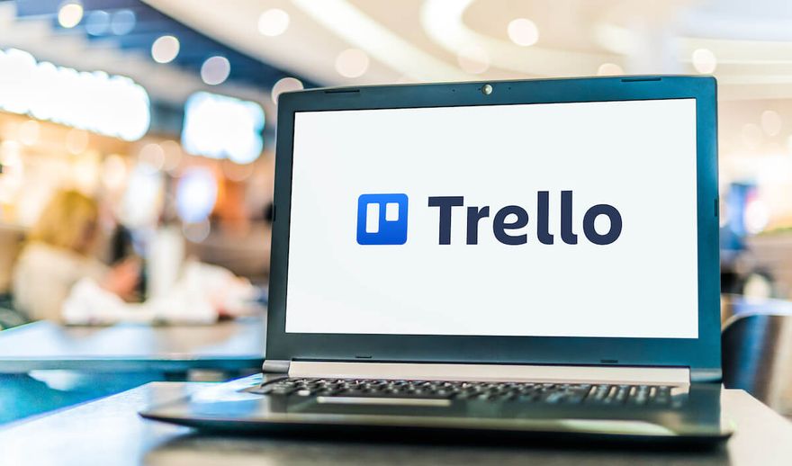 Trello logo on a laptop screen