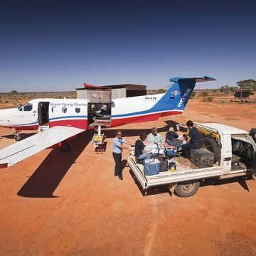 Image of Royal Flying Doctor Service Plane in outback Australia