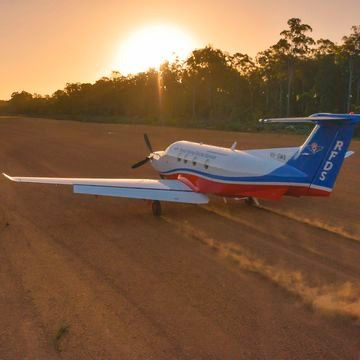 Image of Royal Flying Doctor Service plane in outback Australia