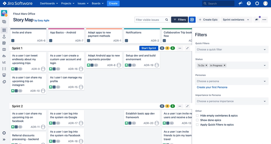 Easy Agile User Story Maps Advanced Filtering