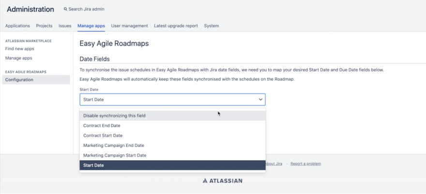 product roadmap template: Easy Agile Roadmap Altassian screenshot