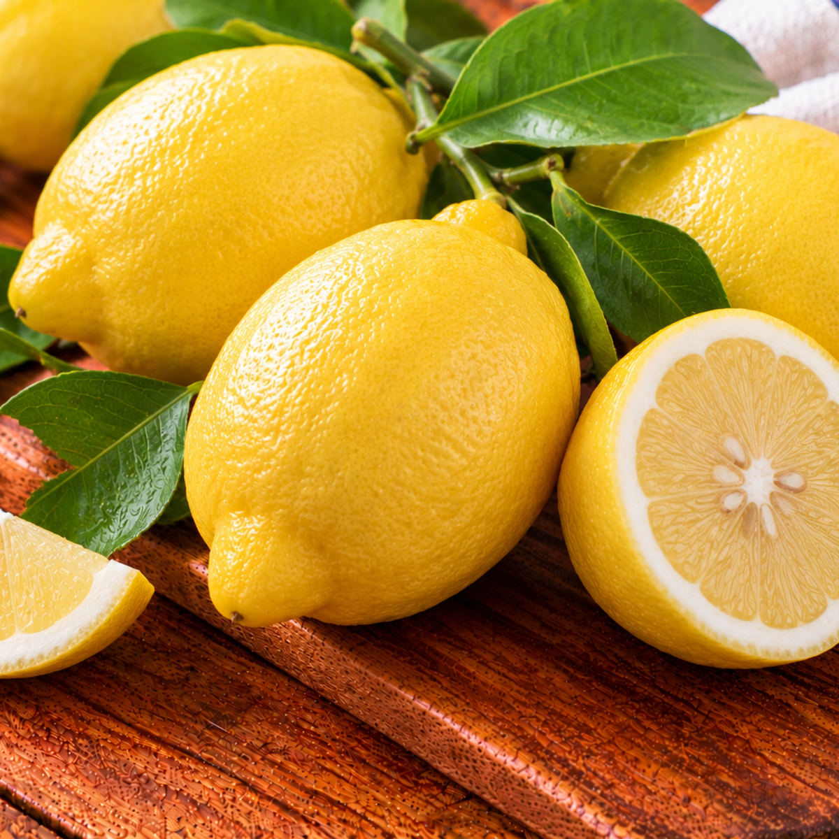 Italian lemons with bright yellow peel and an oval shape
