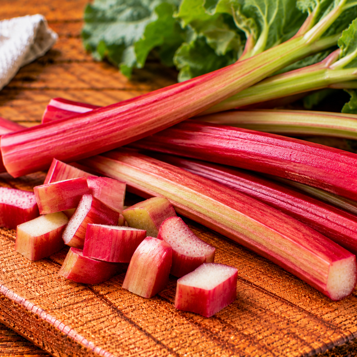 Rhubarb stalks with pink-red and green colouring