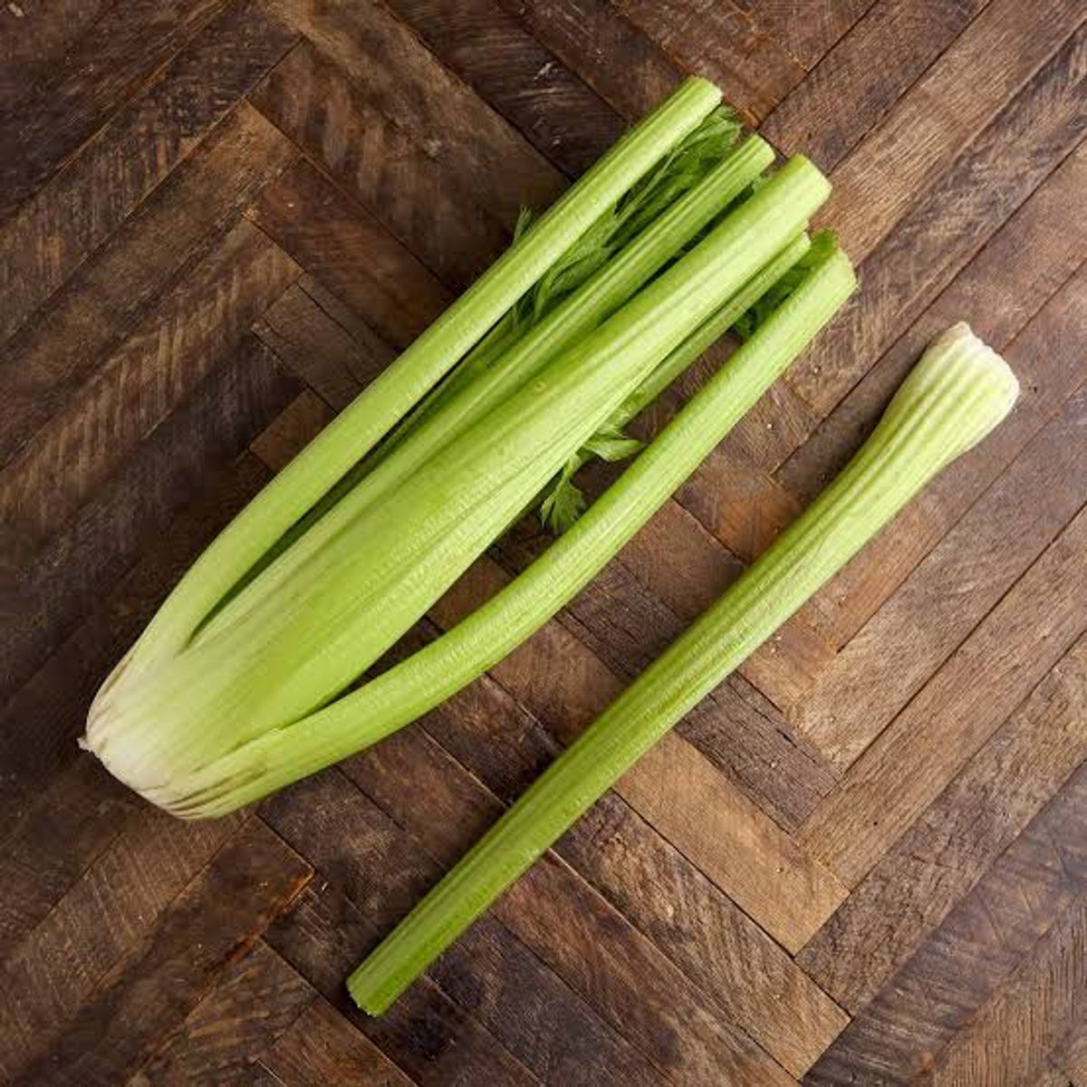 Celery stalks with crisp, pale green ribs